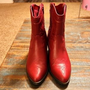 Soda Red Cowboy Bootie